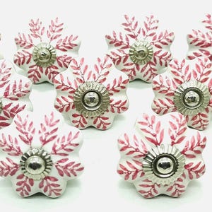 Pomos de cerámica pintados a mano - Tiradores de cajón con diseño de hojas Style 06