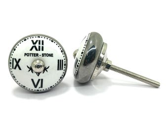 Clock Face Ceramic Knobs, Kitchen Cabinet Drawer Pulls