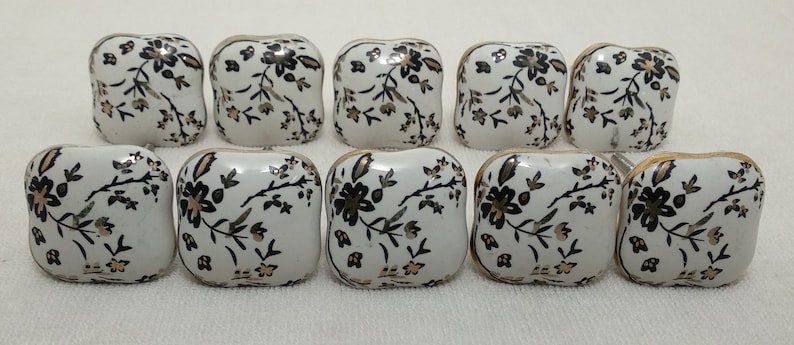 Lot of 10 Black /& Golden Ceramic Knobs Kitchen Cabinet Drawer Knobs Cabinet Knobs Cupboard Knobs Drawer Pulls Ceramic Door Knobs