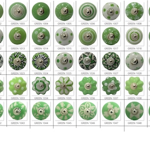 グリーンセラミックノブ、手作りの引き出し取っ手、手描きのキッチンキャビネットノブ