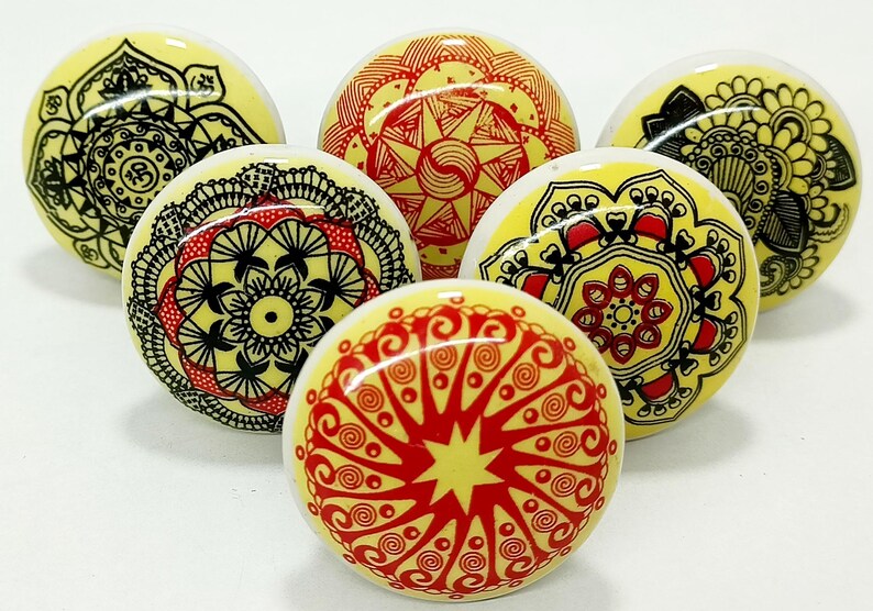 Pomelli in ceramica multicolore fatti a mano a forma di albero, ferramenta per cassetti e armadietti Style 10