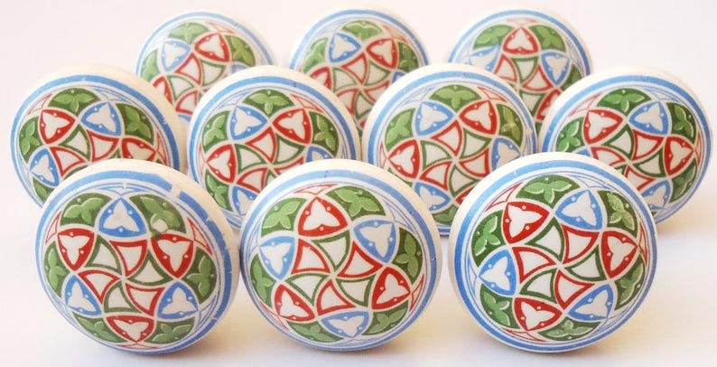 Veelkleurige keramische knoppen, decoratief meubelbeslag Style 04