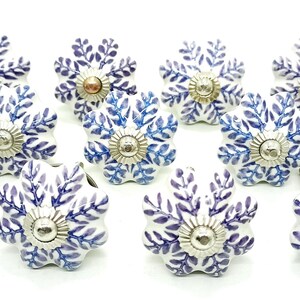 Pomos de cerámica pintados a mano - Tiradores de cajón con diseño de hojas Style 05