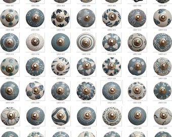 Handmade Grey Ceramic Knobs: Vintage Chic Drawer Pulls