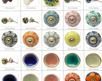 Puxador decorativo para gaveta, em cerâmica pintada à mão.