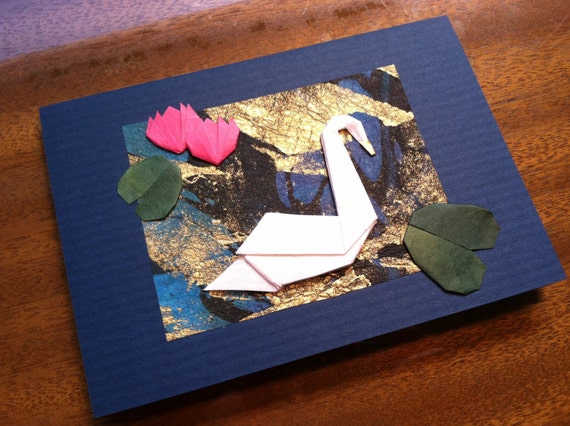 Handmade Origami Swan Card