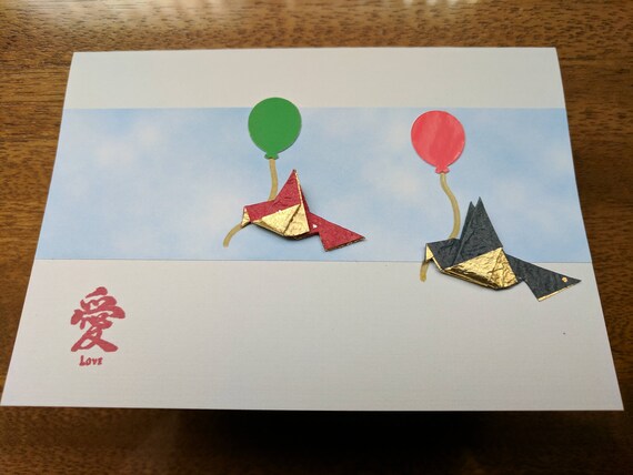 Handmade Origami Bird Balloon Cards Small