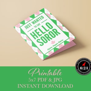 Alpha Kappa Alpha inspiriert | Hallo Soror | Sofortiger Download | Druckbare Grußkarte inaktiv