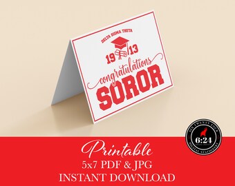 Delta Sigma Theta-inspirerad | Vitt grattis Soror | Tom inuti | Direktnedladdning | Utskrivbar | Hälsningskort