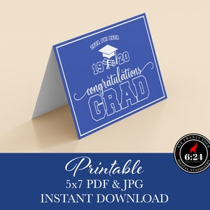Zeta Phi Beta Inspired | Blue Congrats Grad Card | Blank Inside | Instant Download | Printable Greeting Card