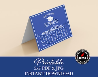 Zeta Phi Beta Inspired | Blue Congrats Soror Card | Blank Inside | Instant Download | Printable Greeting Card