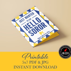 Sigma Gamma Rho Inspirado ? Hola Soror ? Descarga Instantánea ?? Tarjeta de felicitación imprimible