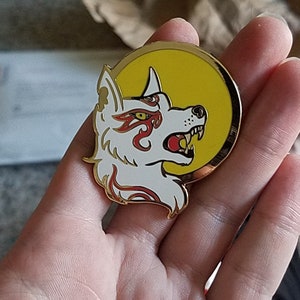 Okami Amaterasu hard enamel pin 2&quot;