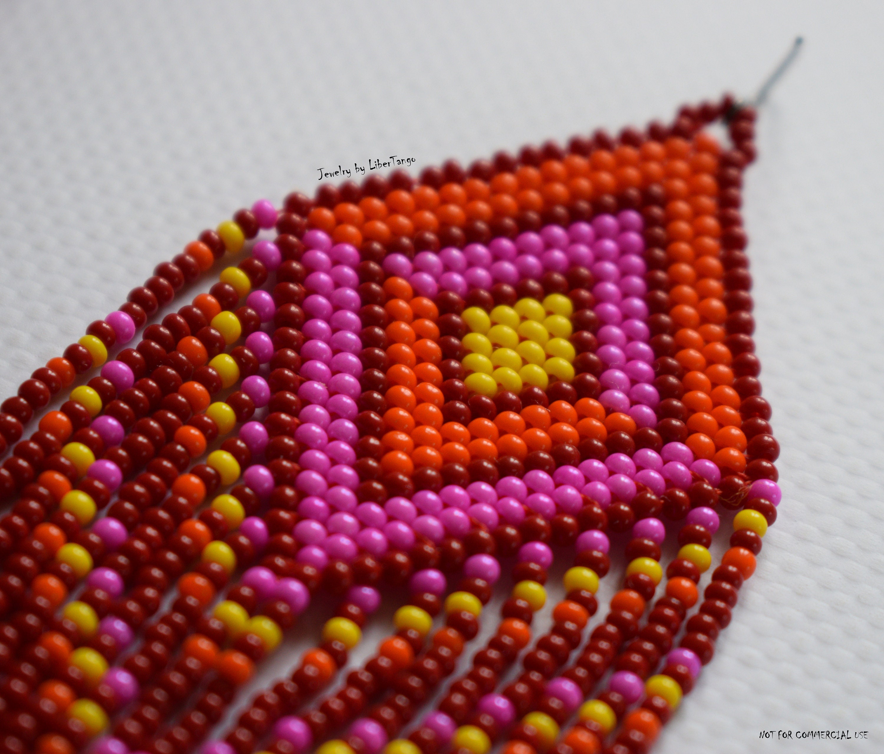 Fuchsia Pink Beaded Earrings Extra Long Earrings Dangle Etsy