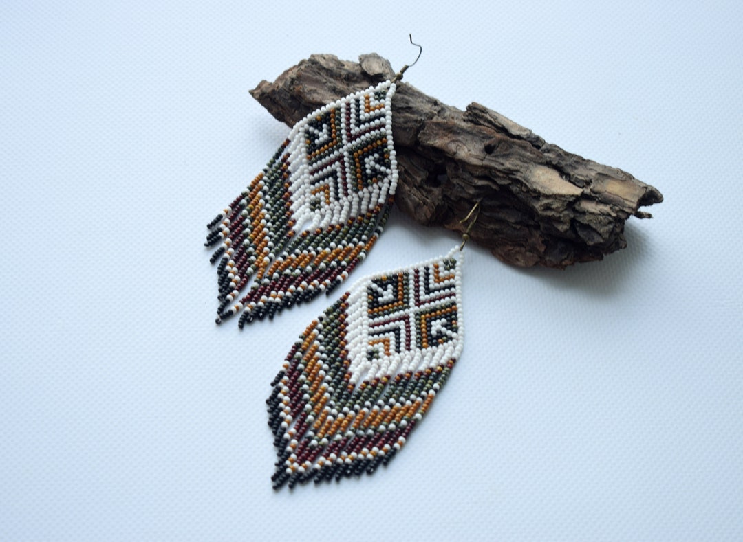 Extra Long Beaded Earrings | Boho Seed Bead Earrings | Dangle Earrings ...