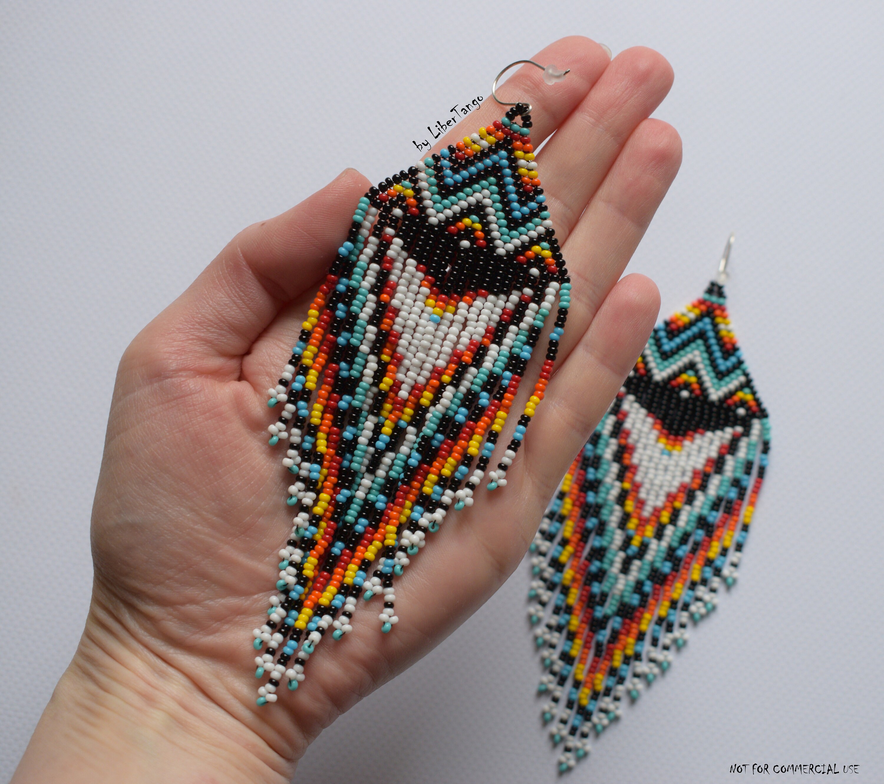 Mexican beaded earrings Extra long beaded earrings Native Etsy