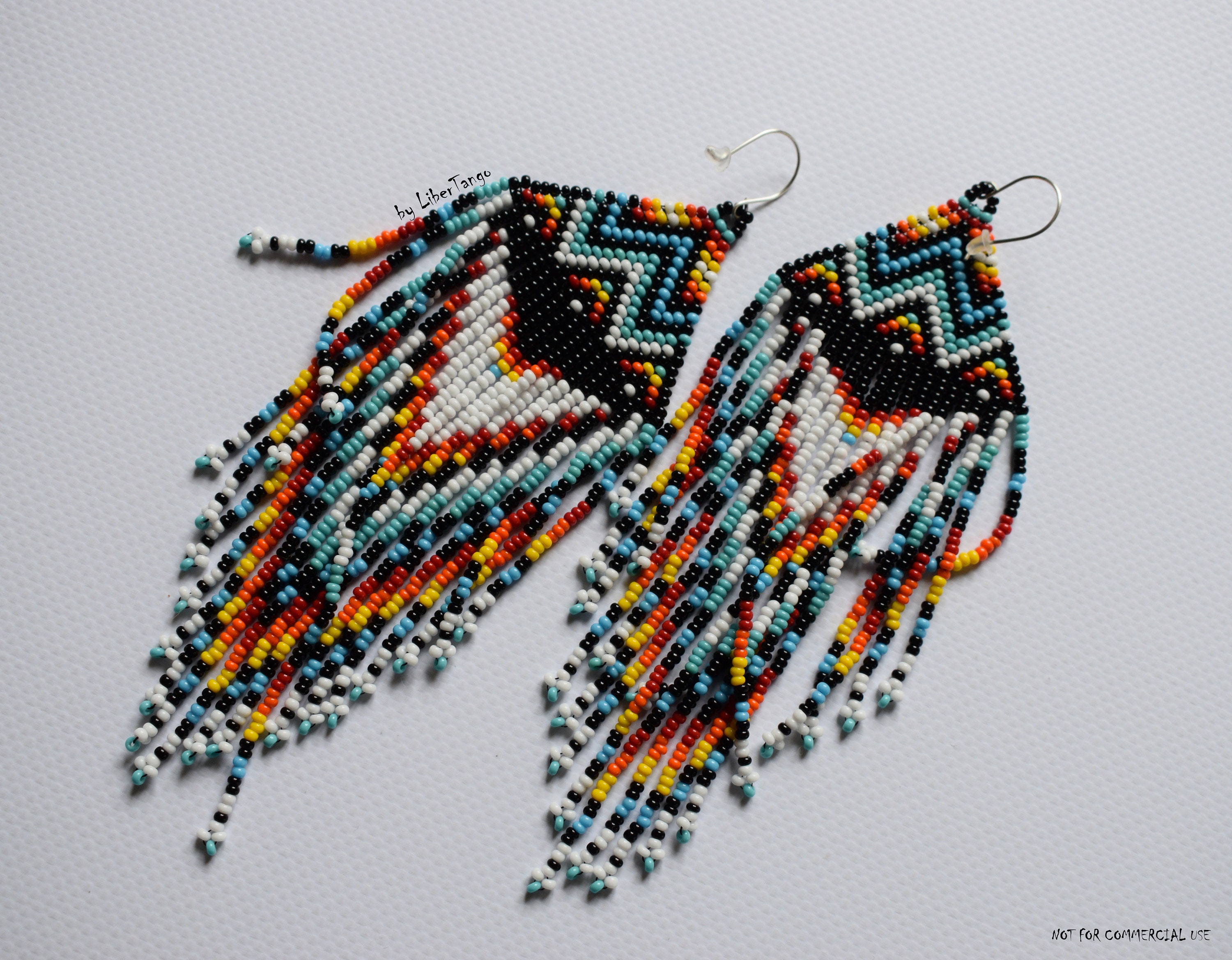 Mexican beaded earrings Extra long beaded earrings Native Etsy