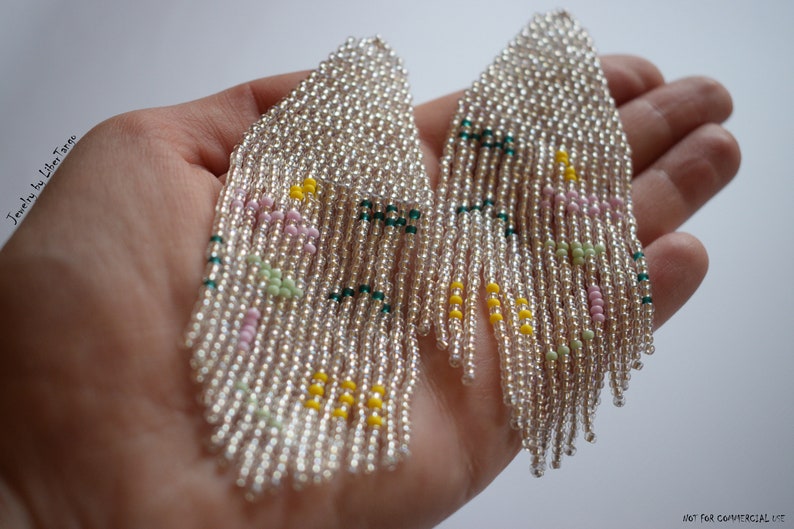 Beaded earrings Fringe earrings Bead tassel earrings Beadwork Geometric earrings Abstract bead earrings Seed bead earrings Long earrings