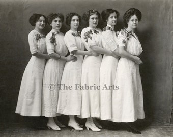 Instant digitale Edwardiaanse dames in witte antieke jaren 1910 downloadbare JPEG-foto