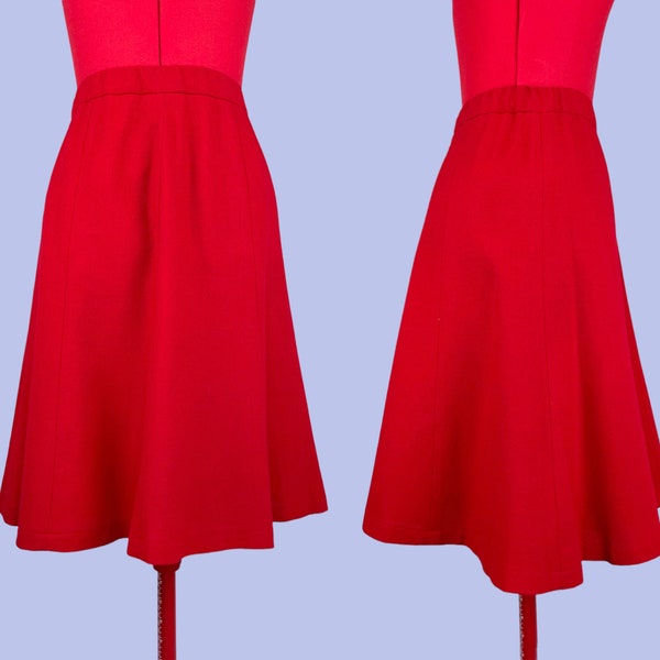 Vintage Red Wool 90s Preppy School Girl Circle Skirt Valerie Stevens Winter S
