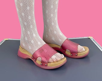 Vintage Pink Jelly Clog Wooden Slide Flatform Sandals Y2K 2000s Candies 41 9.5-10 Holiday