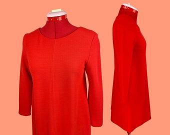 Orange Mod Lisa Perry Designer Wool Mini Dress 60s Reproduction GoGo XS Holiday