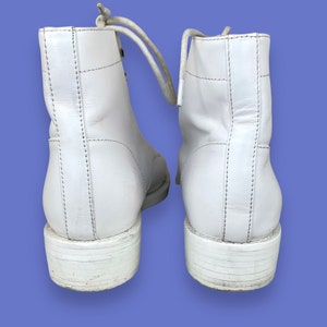 Vintage Chanel White Leather Designer Luxury Logo Combat Boots 1990s Y2K Sz 40 9 image 3