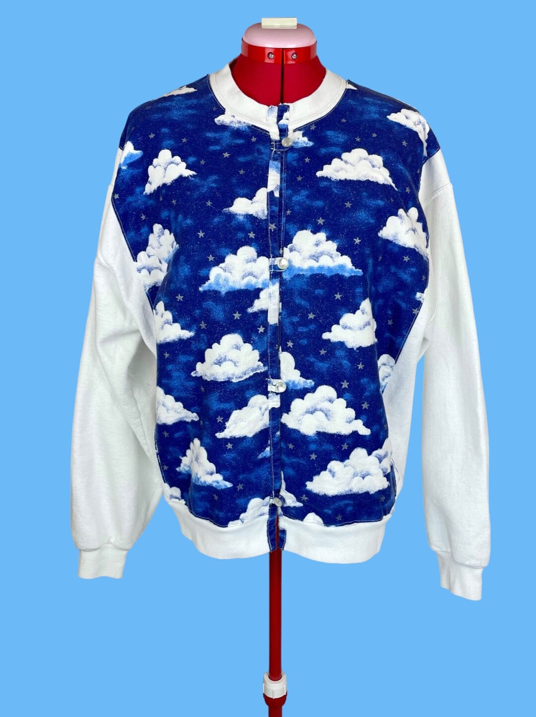 Vintage 80s Starry Sky Novelty Bomber Jacket Cloud Pattern Etsy
