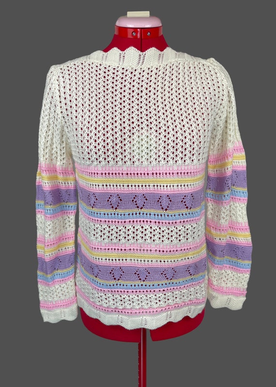 Vintage 80s Pastel Cream Knit Sweater Arielle Dea… - image 2