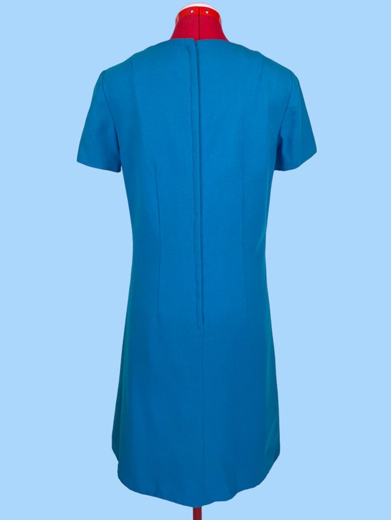 1960s Vintage Blue Wool Mod Shift Dress Suit 2-Pi… - image 5