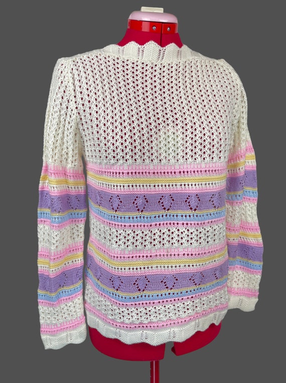 Vintage 80s Pastel Cream Knit Sweater Arielle Dea… - image 7