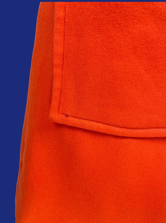 1960s Vintage Orange Mod Wool GoGo Shift Mini Dre… - image 10