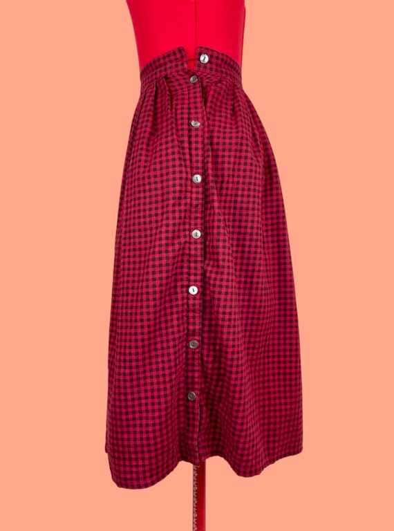 Vintage Laura Ashley Red Checkered Flannel Pleate… - image 3