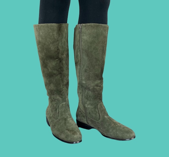 Sage Green Suede Riding Boots Newport 