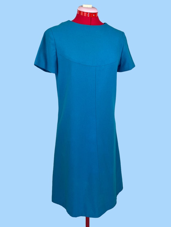 1960s Vintage Blue Wool Mod Shift Dress Suit 2-Pi… - image 6