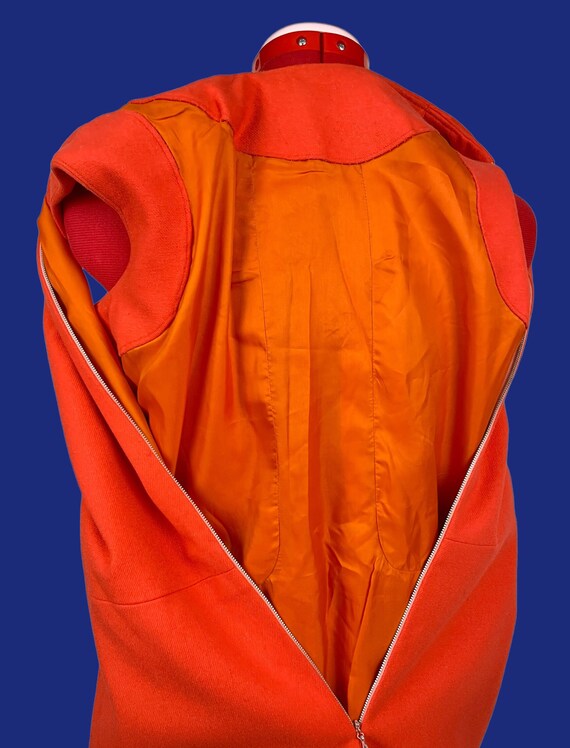 1960s Vintage Orange Mod Wool GoGo Shift Mini Dre… - image 9