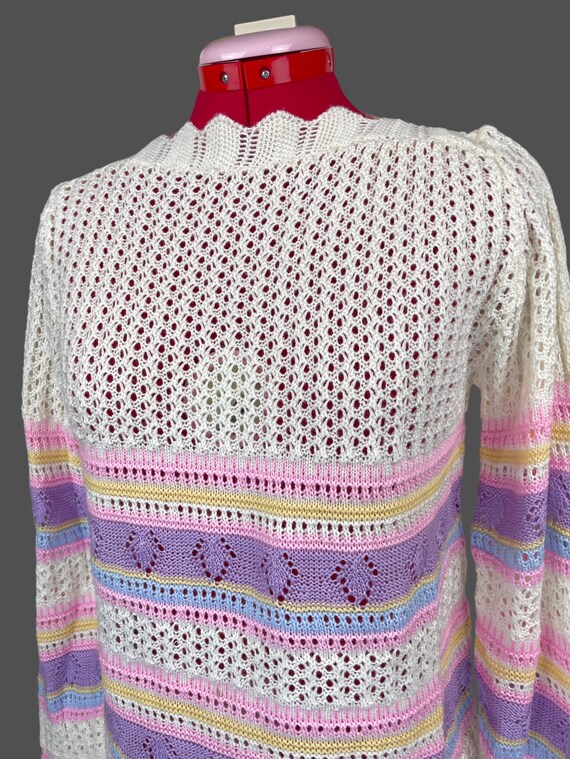 Vintage 80s Pastel Cream Knit Sweater Arielle Dea… - image 9