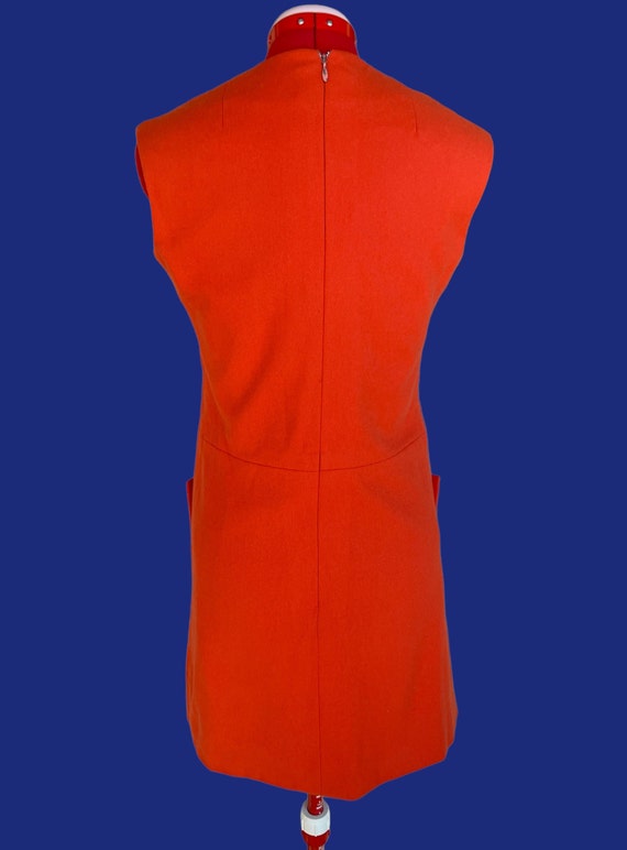 1960s Vintage Orange Mod Wool GoGo Shift Mini Dre… - image 5