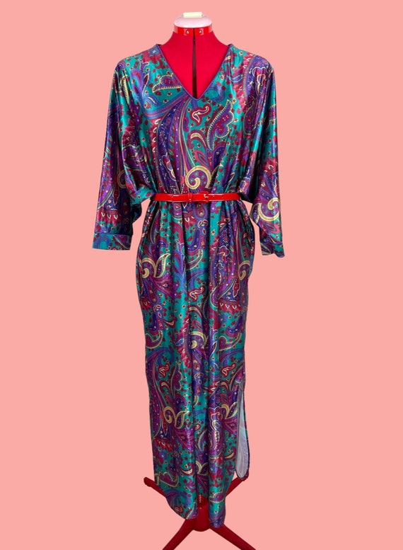 Psychedelic 60s 70s Paisley Colorful Kaftan Loung… - image 2