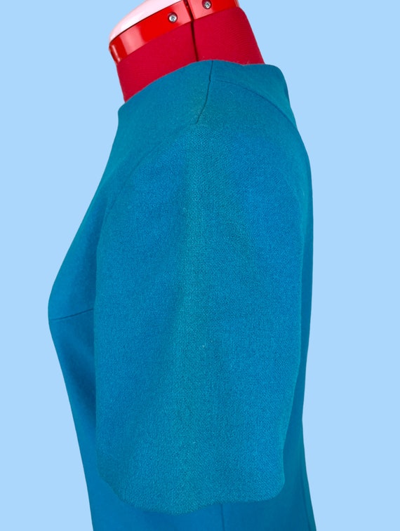 1960s Vintage Blue Wool Mod Shift Dress Suit 2-Pi… - image 10