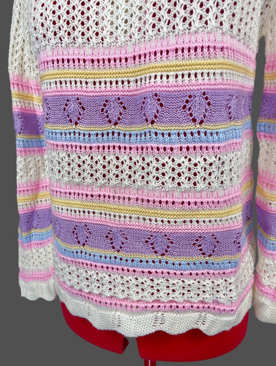 Vintage 80s Pastel Cream Knit Sweater Arielle Dea… - image 4