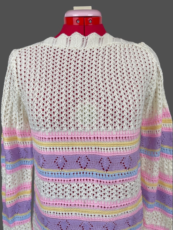 Vintage 80s Pastel Cream Knit Sweater Arielle Dea… - image 8