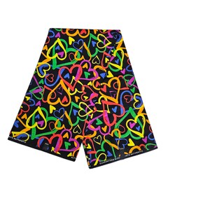 Rainbow Heart Ankara Fabric: African Wax Print Cotton, Quilting & Dressmaking