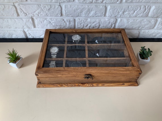 Caja de reloj para hombre, Organizador Contiene 8 relojes 3 gafas