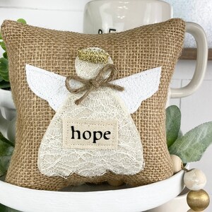 6” Burlap Angel Mini Pillow