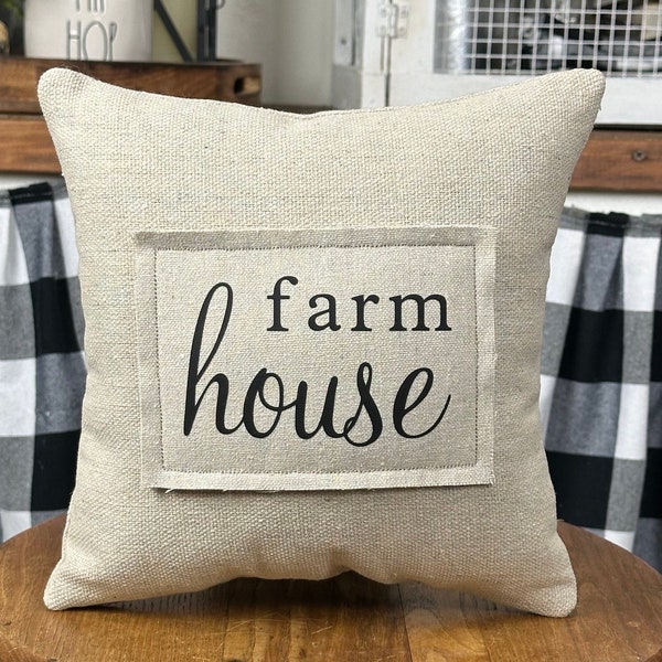10” Beige Farmhouse Accent Pillow
