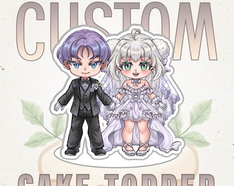 Custom Anime Wedding Cake Topper 14 cm | Personalized Couple Commission | Wedding Gift