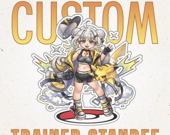 Custom Anime Trainer Acrylic Standee 12 cm | Personalized OC Character Commission | Gamer Gift | Double-Sided