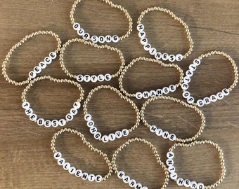 14K Gold Filled Friendship Bracelets, Custom Beaded Bracelets, Waterproof Friendship Jewelry, Non-tarnish gold bracelets