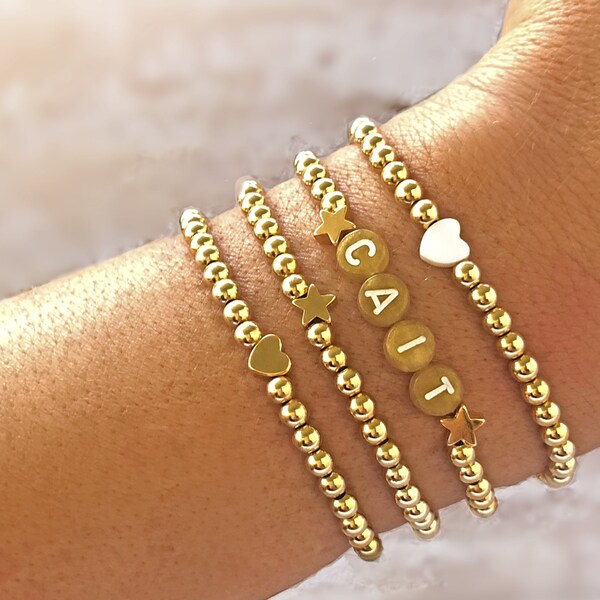 Gold Bead Bracelet Etsy